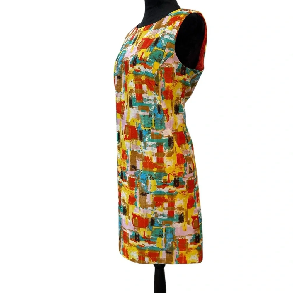 TAHARI ASL Abstract Watercolor Sheath Dress Size 10 - Vibrant Art Print - Picture 2 of 8